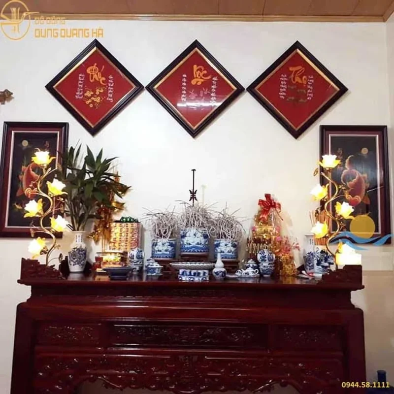 tranh treo bàn thờ gia tiên - hình minh họa 1 tranh treo bàn thờ gia tiên - hình minh họa 1