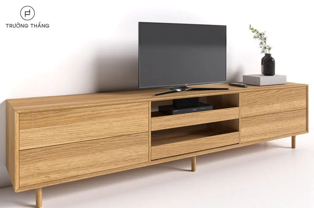 Tủ tivi phòng khách gỗ tự nhiên Mela chế tác từ gỗ Sồi với màu Natural Oak