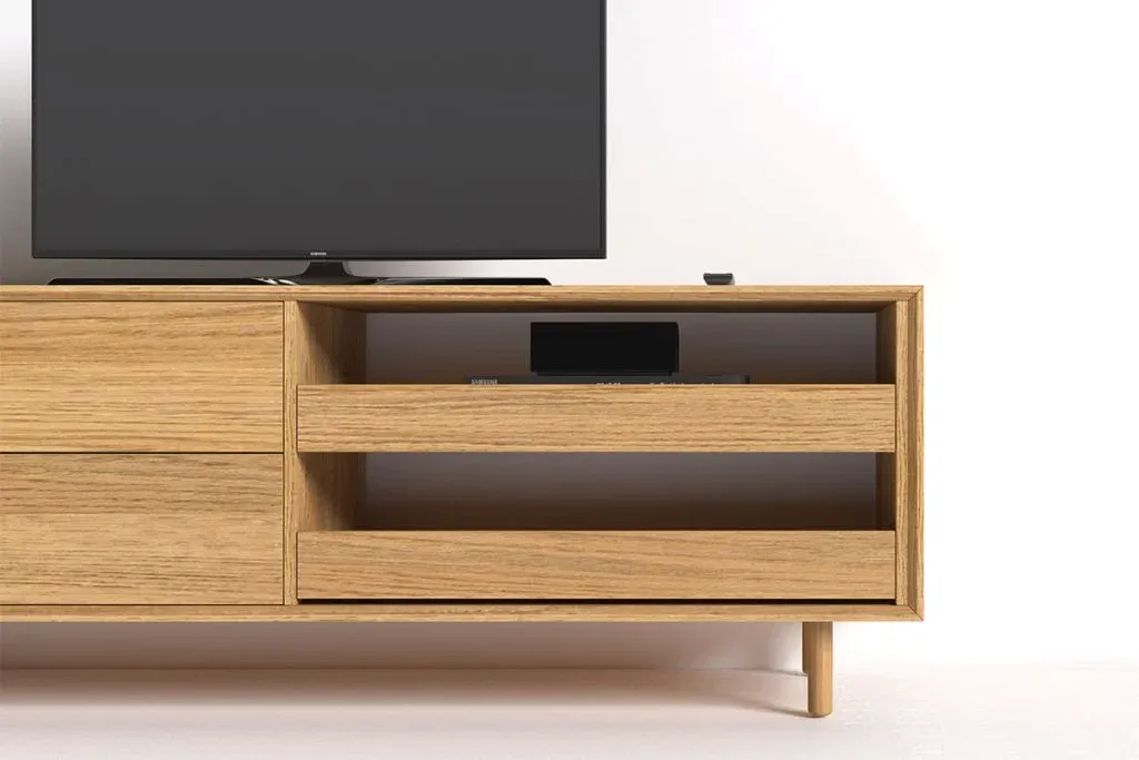 Các phụ kiện cao cấp nhập khẩu từ Châu Âu tăng tính tiện nghi và giá trị cho tủ tivi phòng khách Mela