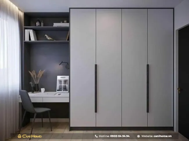 Tủ áo quần kết hợp bàn làm việc đơn giản
