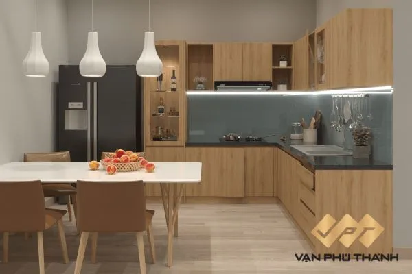 Tủ bếp có bàn thờ Ông Táo chất liệu Laminate