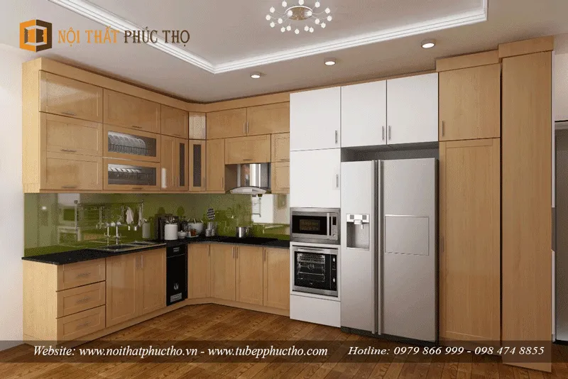 Tủ bếp gỗ dổi cao cấp