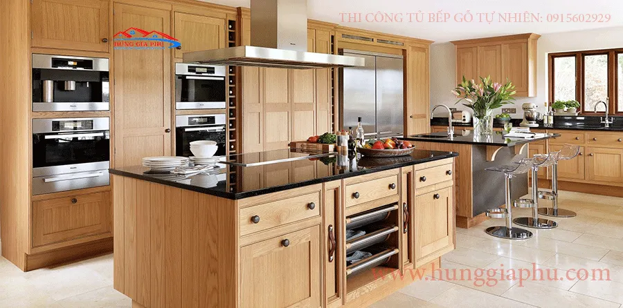 Tủ bếp gỗ sồi Nga