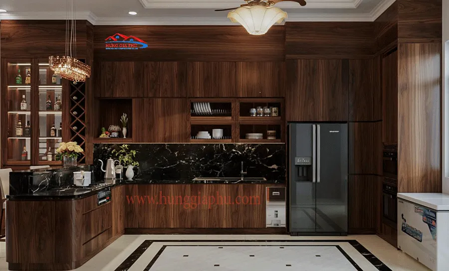 Tủ bếp gỗ gõ đỏ