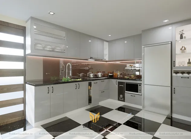 Mẫu tủ bếp inox cao cấp