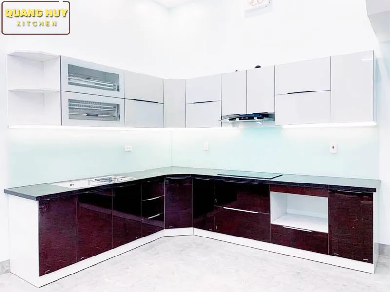 Hình ảnh thực tế tủ bếp inox cánh kính nhà anh Trường - Hà Nội