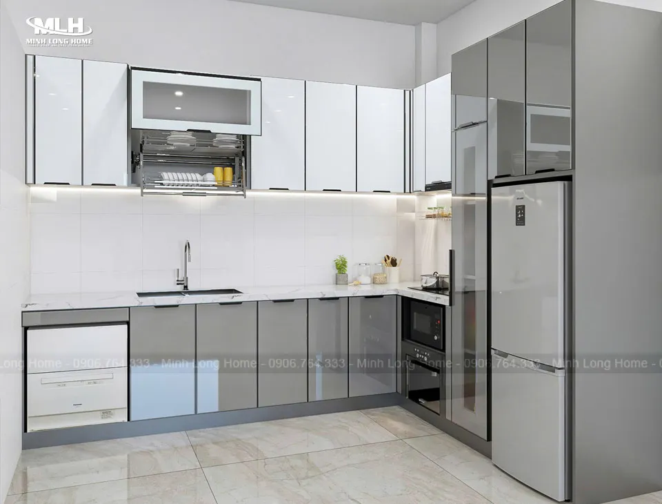 Tủ bếp inox cánh kính tại TPHCM