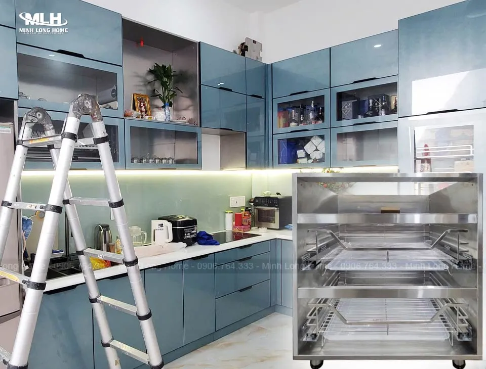 Tủ bếp inox nguyên bản phong cách Industrial