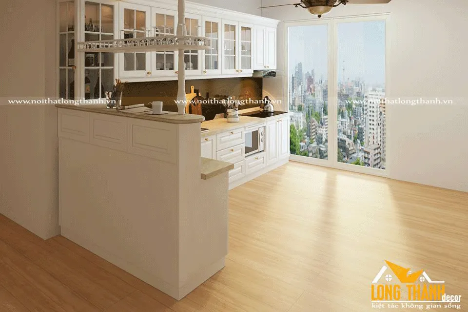 Tủ bếp không gian thoáng đãng