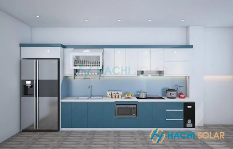 Phối màu xanh cổ vịt và trắng, tạo không gian bếp tươi mới