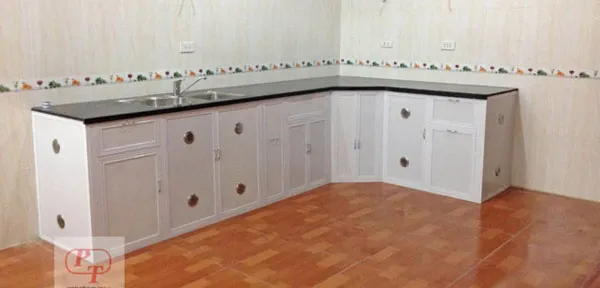 Tủ bếp nhôm kính đơn giản