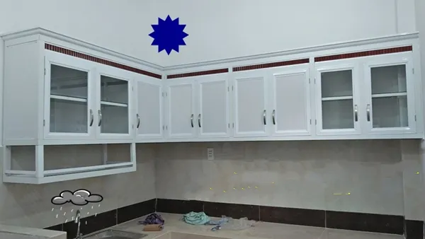Tủ bếp nhôm kính tối giản