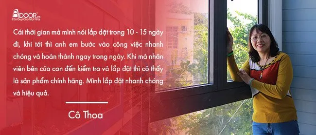 Chị Thoa đánh giá cao dịch vụ lắp đặt