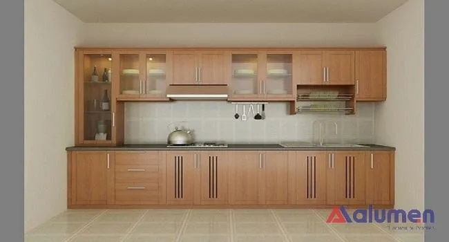 Tủ bếp nhôm vân gỗ