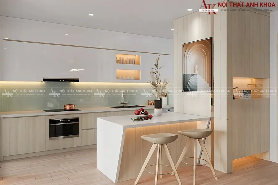 Mẫu tủ bếp quầy bar bằng gỗ - Lựa chọn hàng đầu cho gia đình trẻ