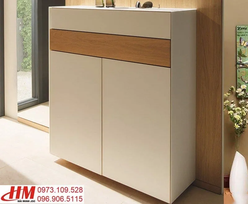 Tủ giày nhựa 4 cánh vân gỗ óc chó sang trọng