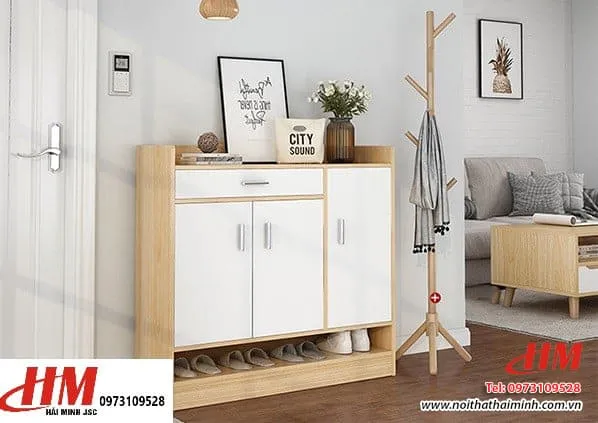 Tủ giày nhựa kết hợp ngăn treo quần áo
