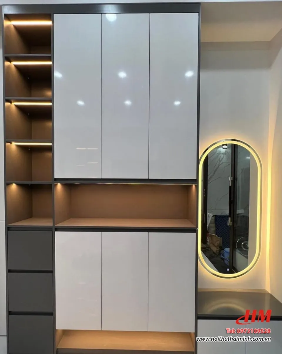 Tủ giày nhựa 2 cánh vân gỗ tần bì