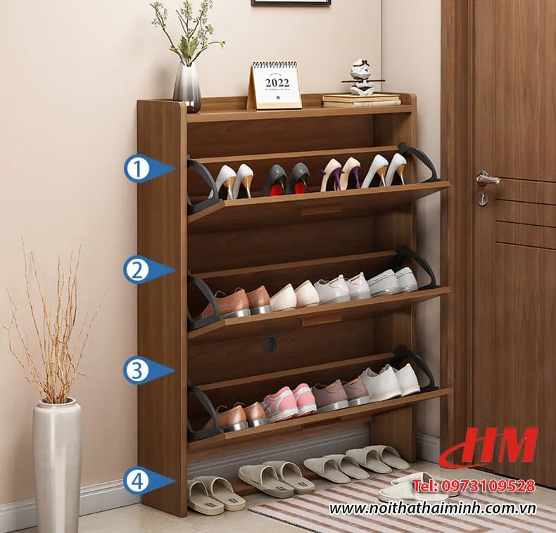 Tủ giày nhựa 3 cánh vân gỗ sồi trắng