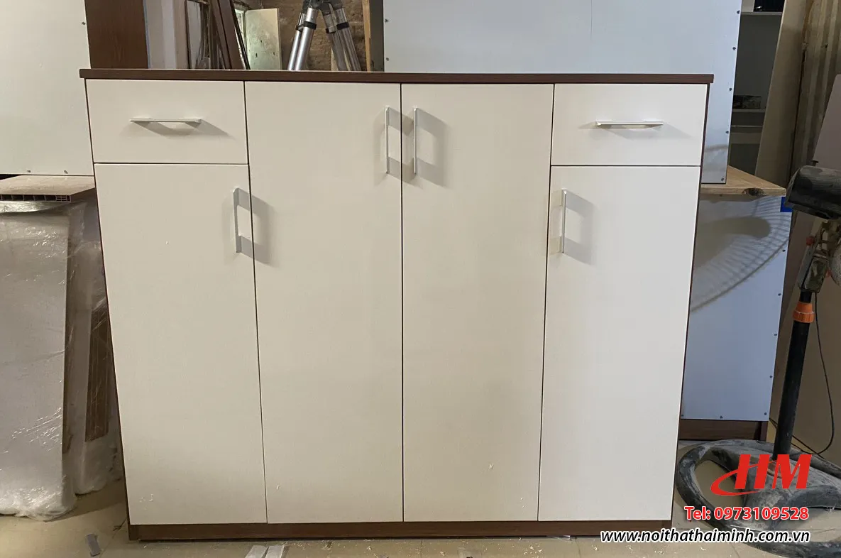 Tủ giày nhựa cao cấp trắng có ngăn kéo