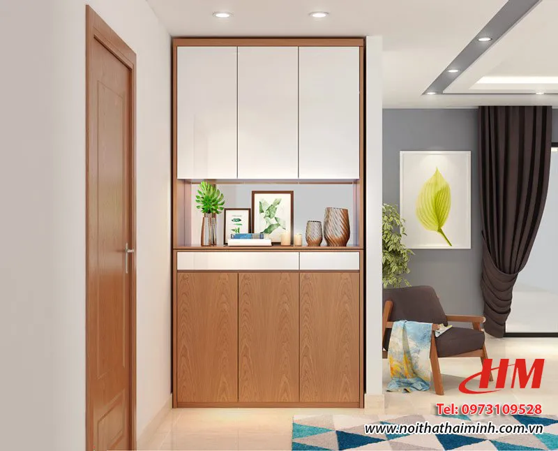 Tủ giày nhựa giả vân gỗ tối màu