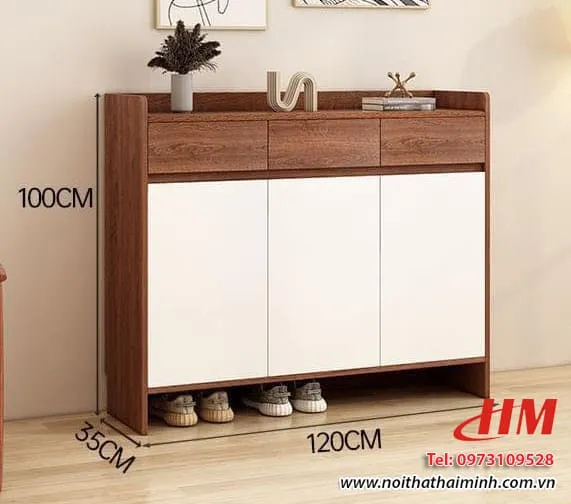 Tủ giày nhựa giả vân gỗ màu nâu sẫm