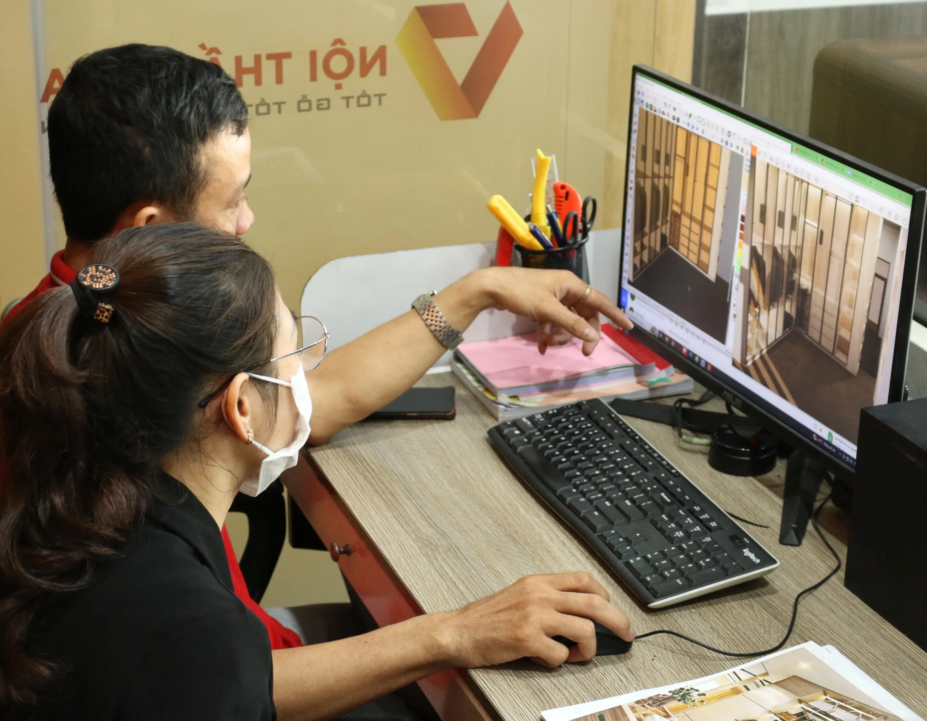 Thống nhất thiết kế tủ cầu thang phòng khách