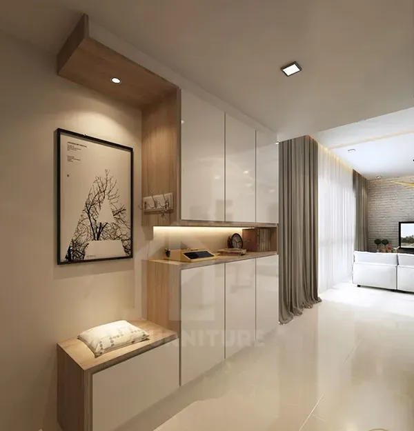 Tủ giày kết hợp kệ trang trí 2