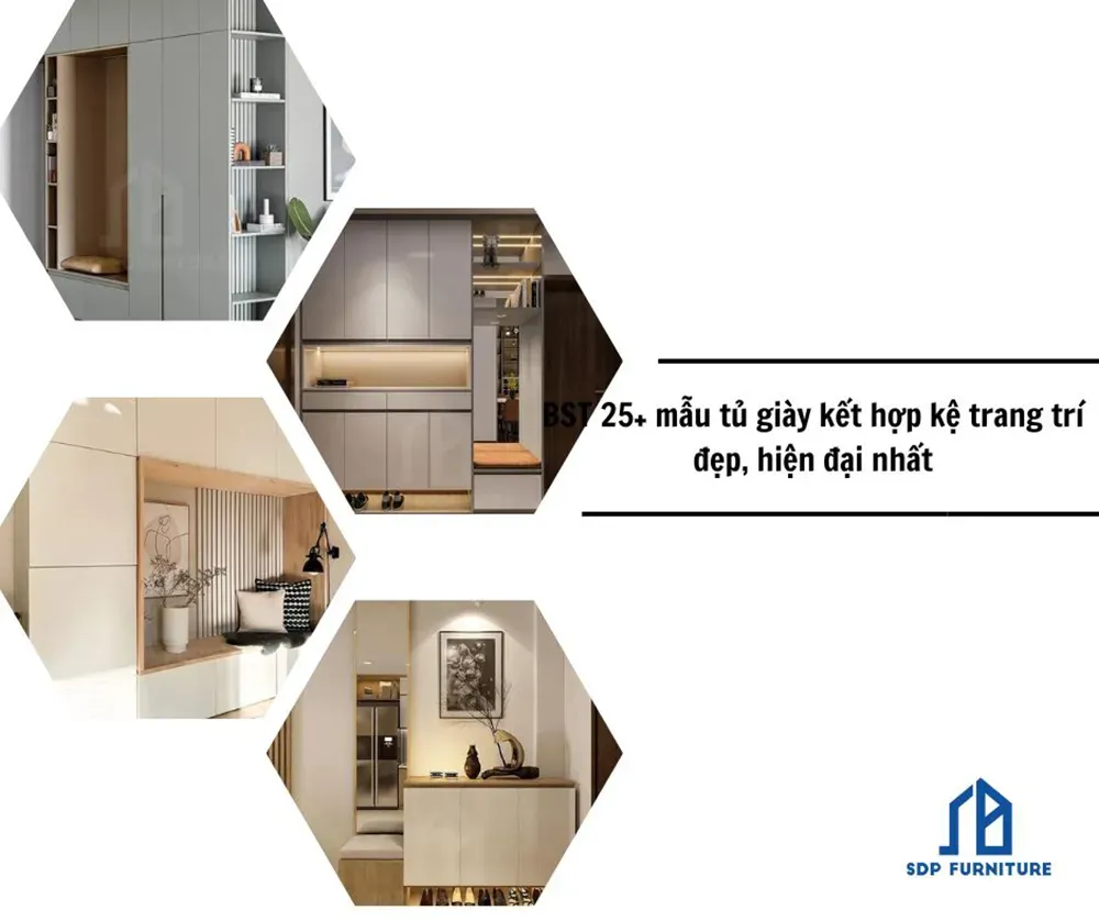 Top 25+ mẫu tủ giày kết hợp tủ trang trí đẹp, thời thượng nhất
