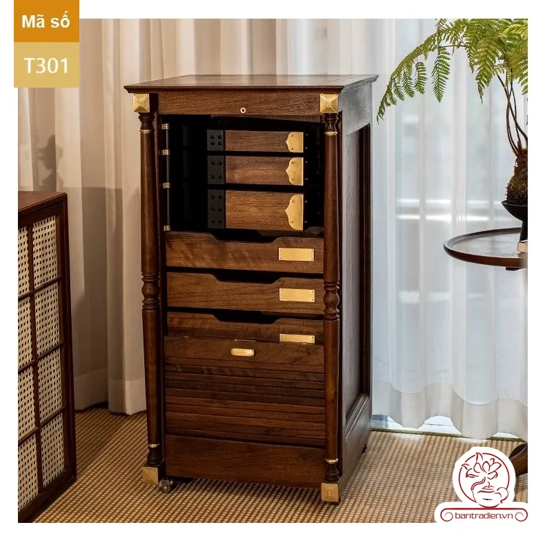 Tủ kệ trà kích thước lớn trưng bày ấm chén dụng cụ trà T301