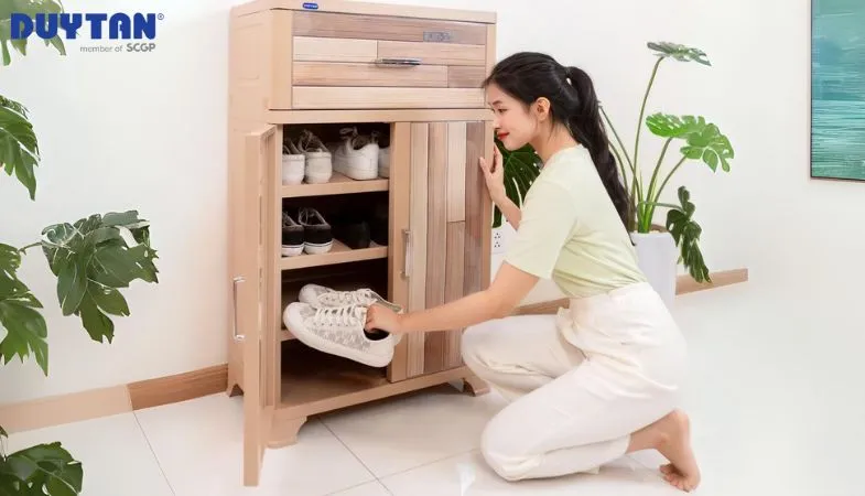 Tủ giày nhựa Duy Tân Suki với hệ thống lỗ thông hơi hai bên, chống ẩm mốc hiệu quả