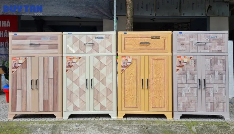 Tủ giày nhựa Duy Tân Suki màu nâu gỗ, phù hợp với nội thất hiện đại