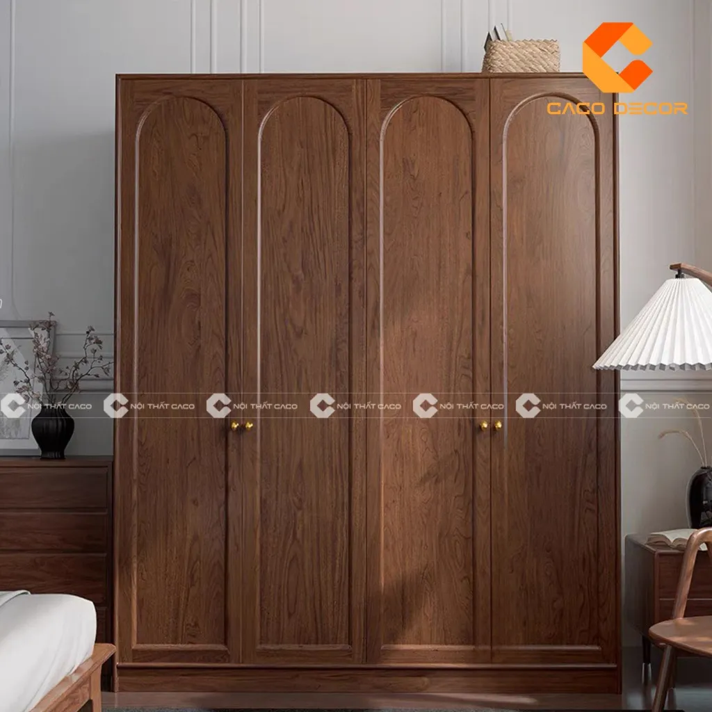 Mẫu tủ quần áo 4 cánh gỗ tự nhiên mã SP05