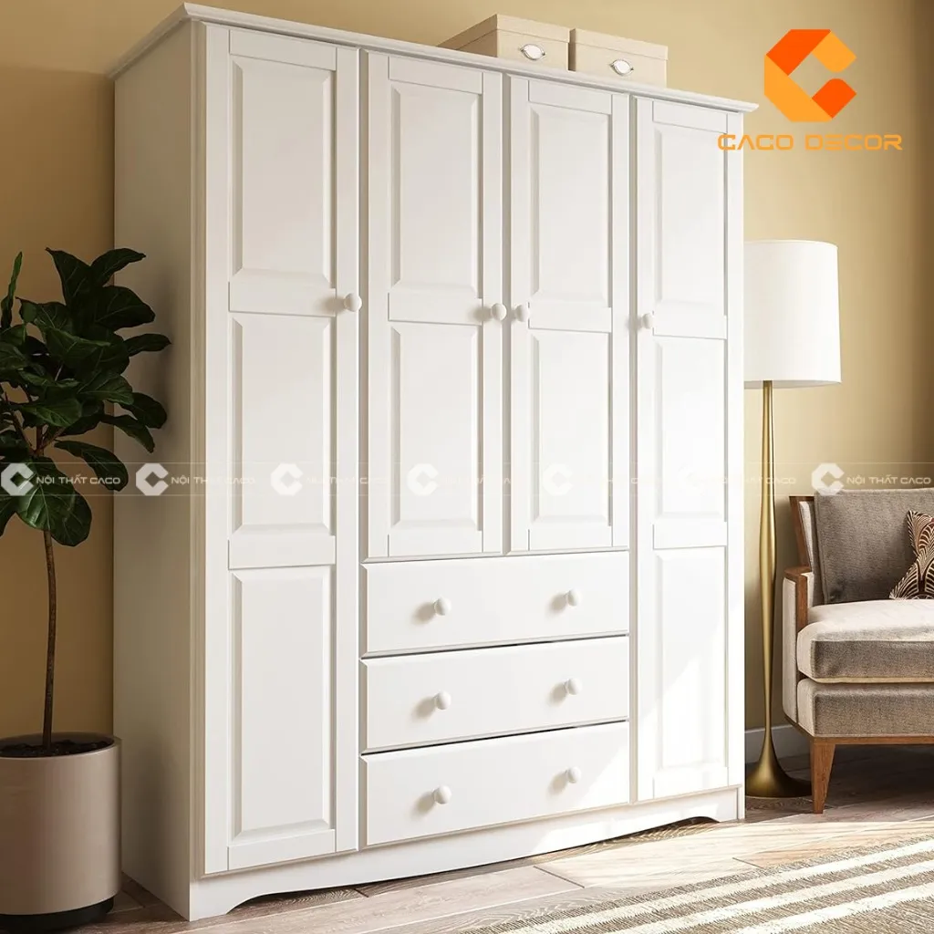 Mẫu tủ quần áo 4 cánh gỗ tự nhiên mã SP10