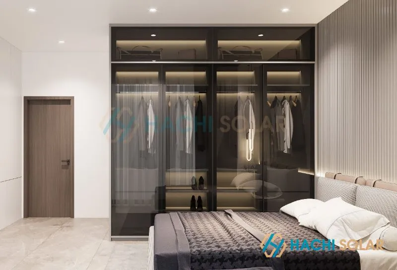 Tủ quần áo kính âm tường phòng ngủ