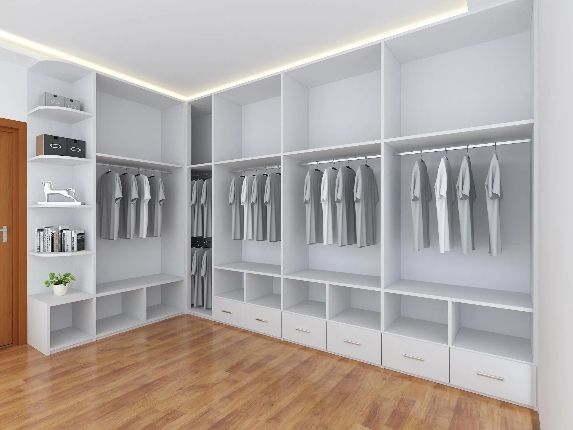 Các lưu ý khi thiết kế tủ quần áo hình chữ L