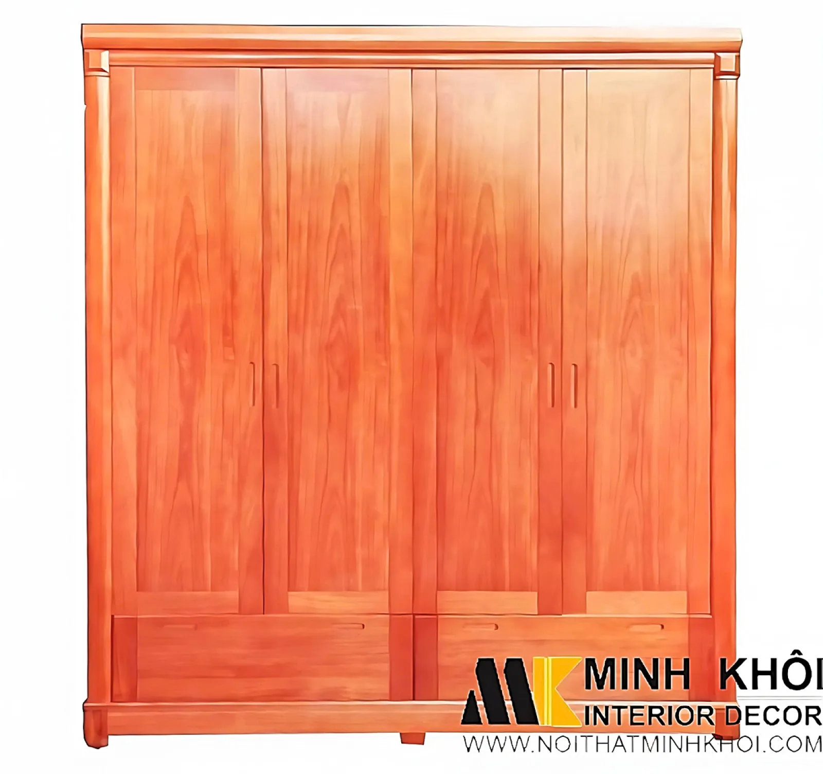 Tủ Quần Cỡ Lớn Gỗ Xoan Đào Thiết Kế 4 Cánh Mở Hiện Đại Đẹp - TA091