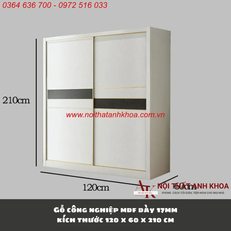 Tủ quần áo cửa lùa gỗ công nghiệp