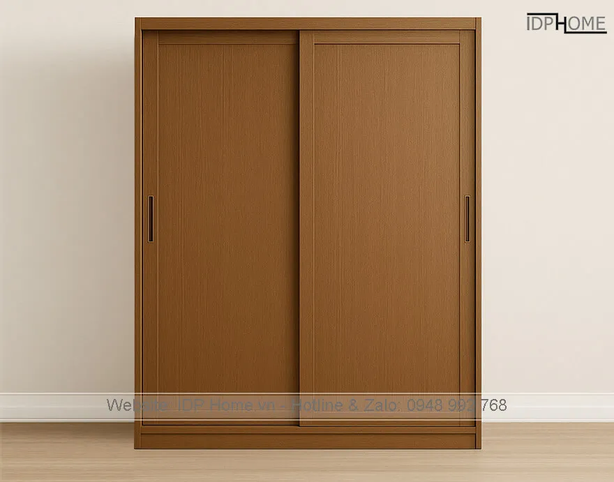 Cận cảnh chi tiết tủ quần áo cửa lùa 2 cánh TA6823 với vật liệu MDF lõi xanh chống ẩm
