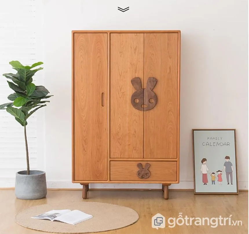Mẫu tủ quần áo đơn giản mà đẹp GHS-52305 bằng gỗ sồi
