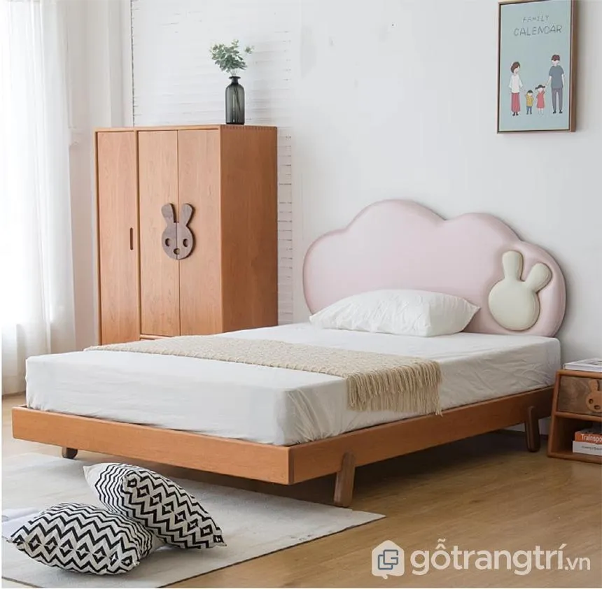 Bộ nội thất phòng ngủ gồm tủ quần áo và giường ngủ gỗ sồi