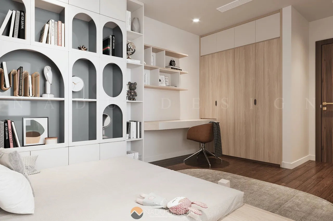 Tủ quần áo gỗ công nghiệp 4 buồng màu trắng tinh khôi với kiểu dáng đơn giản, hiện đại