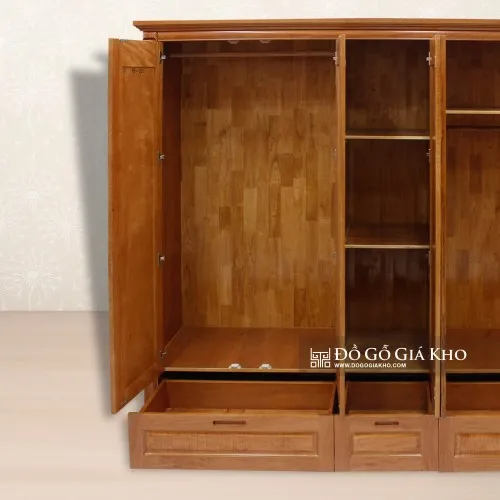 Kết cấu phần đỉnh tủ và chân tủ gỗ Đinh Hương Nam Phi nguyên khối