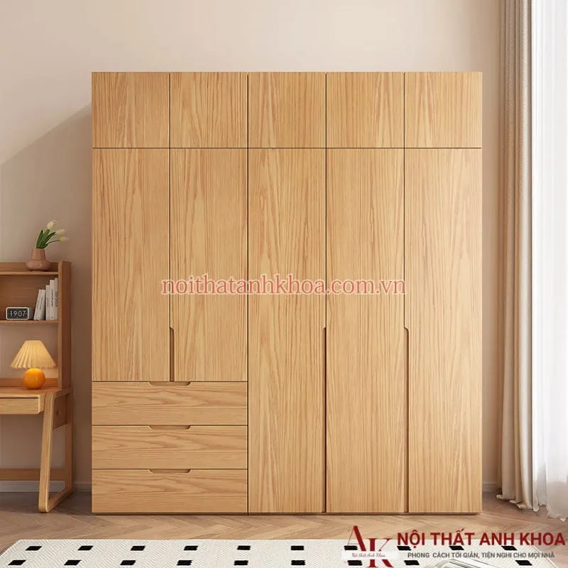 Tủ quần áo MDF màu vàng vân gỗ ấm áp