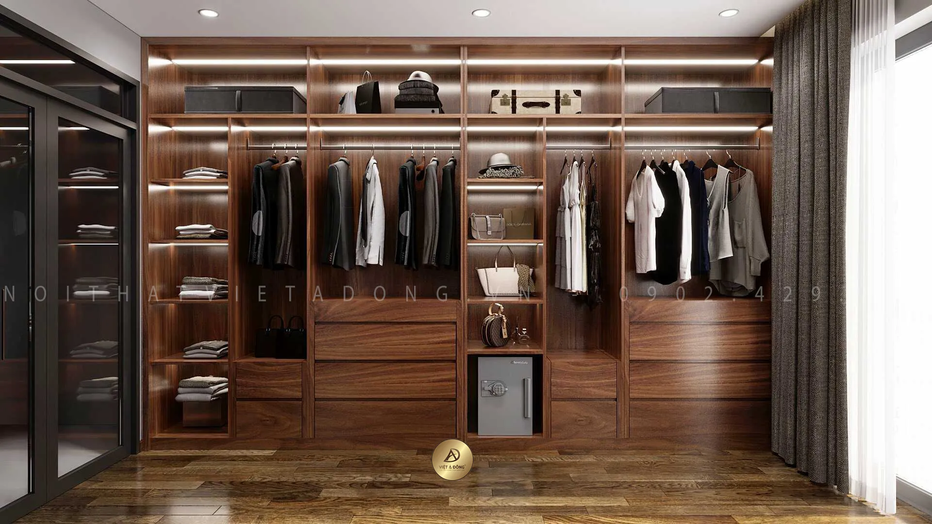 Tủ quần áo gỗ óc chó TA-27