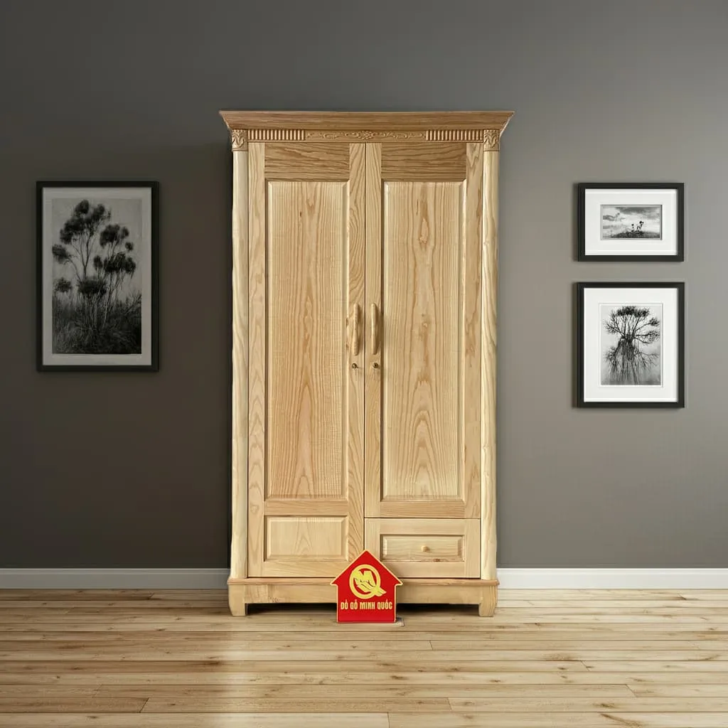 Tủ Quần Áo Gỗ Sồi 2 Cánh Hiện Đại