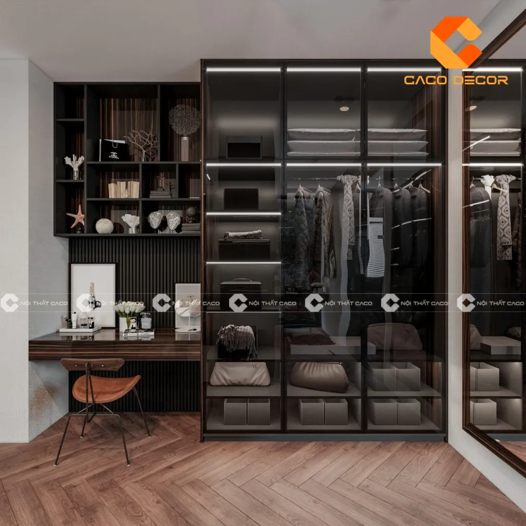 Bàn trang điểm kết hợp tủ quần áo cánh kính