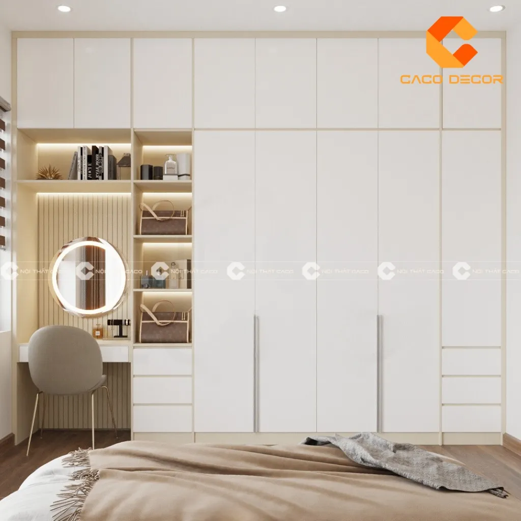 Bàn trang điểm kết hợp tủ quần áo âm tường