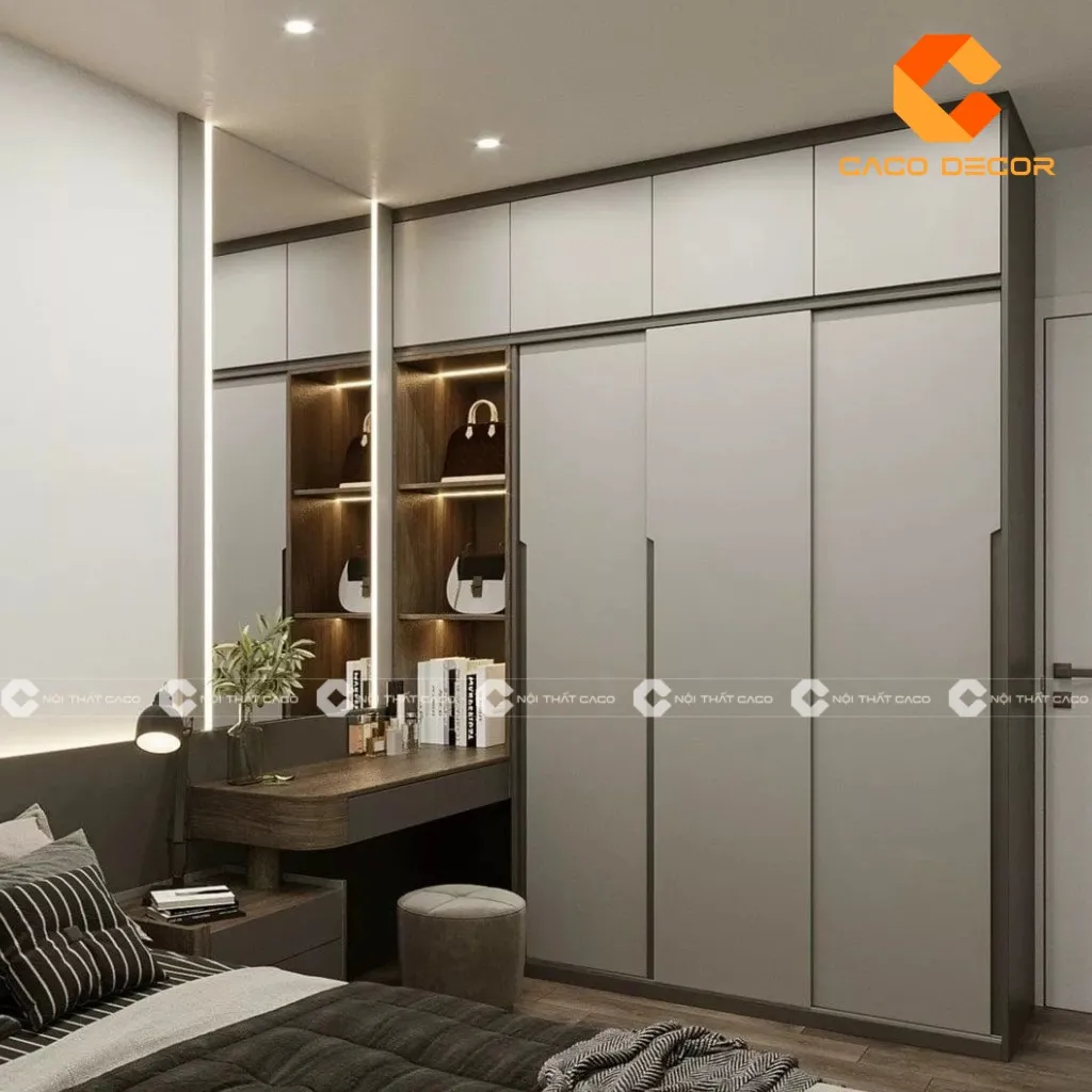 Bàn trang điểm kết hợp tủ quần áo có đèn LED