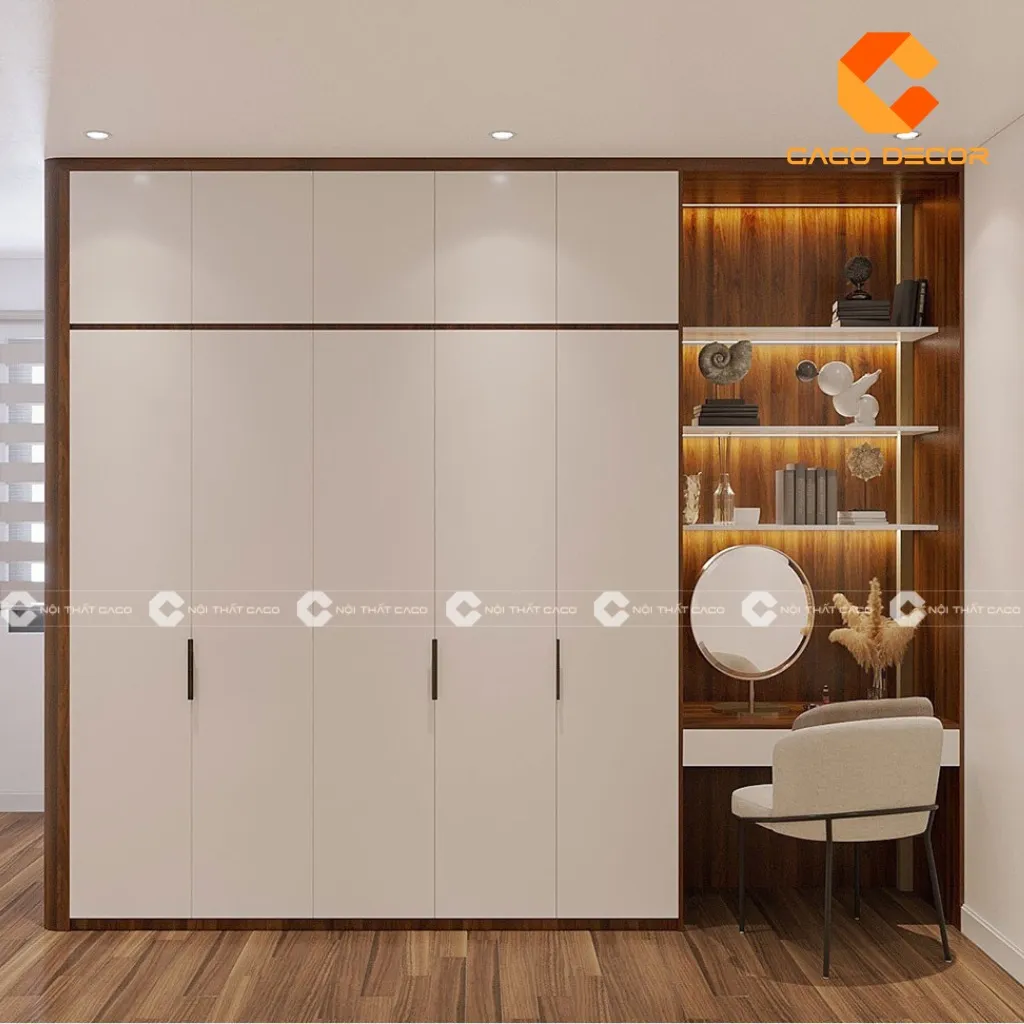 Bàn trang điểm kết hợp tủ quần áo với nhiều ngăn lưu trữ